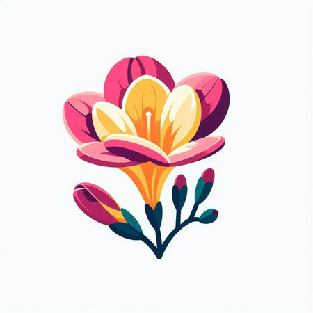 Crocuses. Flower icon. Vector illustration isolated on white background.のイラスト素材