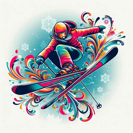 Vector illustration of snowboarder on abstract background with grunge elementsのイラスト素材