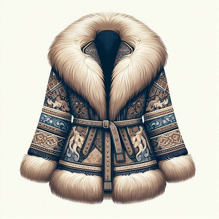 Vintage winter coat with fur on white background. Vector illustration.のイラスト素材