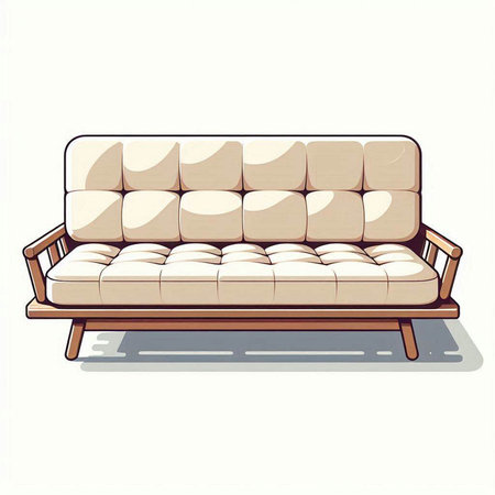 Sofa on a white background in retro style. Vector illustrationのイラスト素材