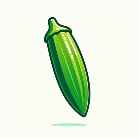 Vegetable icon - fresh okra. Vector Illustration.のイラスト素材