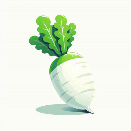 Illustration of a fresh radish with leaves on a white backgroundのイラスト素材