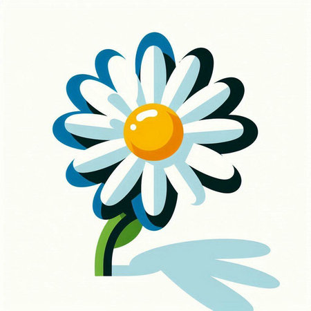 Daisy flower on white background. Vector illustration in flat style.のイラスト素材
