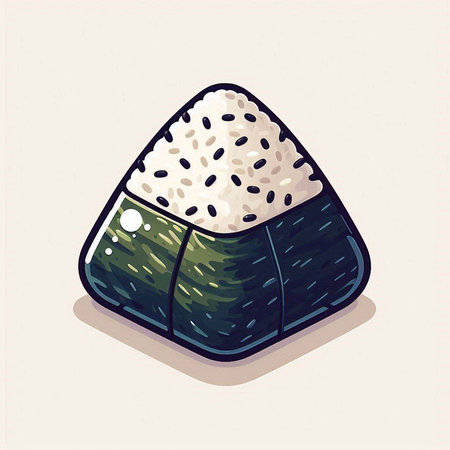 Illustration of a sushi roll with rice and nori seaweedのイラスト素材