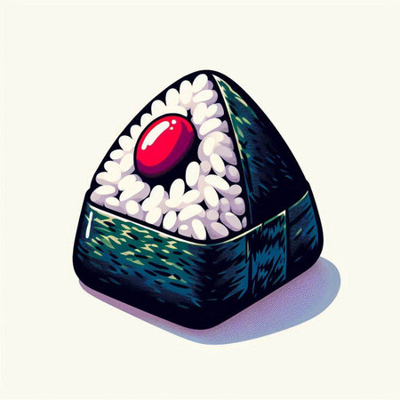 Illustration of a sushi roll with a red heart on top.のイラスト素材