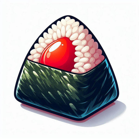 Illustration of a sushi roll with a red heart on top.のイラスト素材