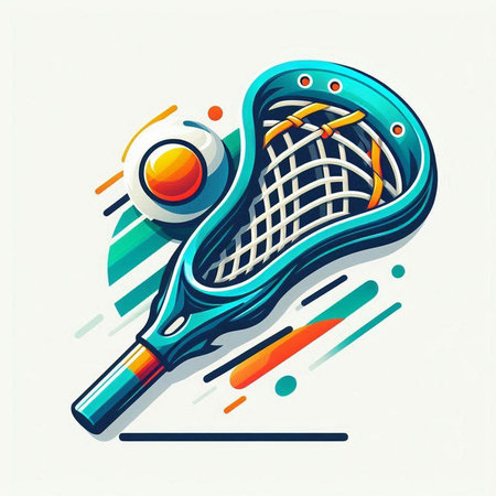 Tennis racket and ball. Colorful vector illustration in retro style.のイラスト素材