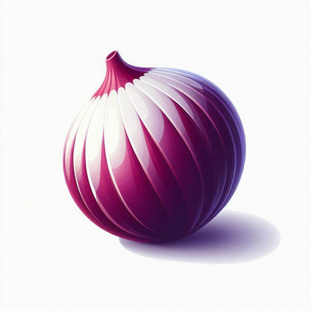 Illustration of a red onion on a white background with shadow.のイラスト素材