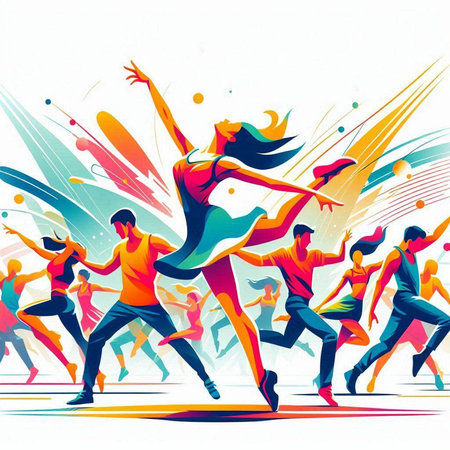Dancing people. Colorful illustration of dancing people. Vector illustration.のイラスト素材
