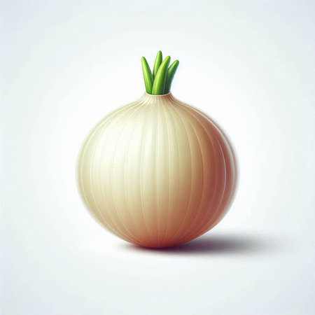 onion on a white background, 3d render, digital illustrationのイラスト素材