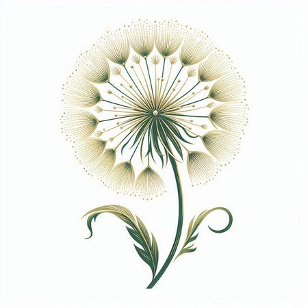 Beautiful dandelion flower on white background. Vector illustration.のイラスト素材