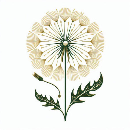 Dandelion flower isolated on a white background. Vector illustration.のイラスト素材