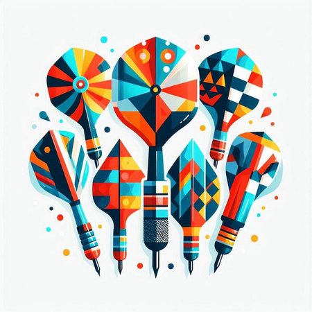 Colorful darts with geometric shapes on white background. Vector illustration.のイラスト素材