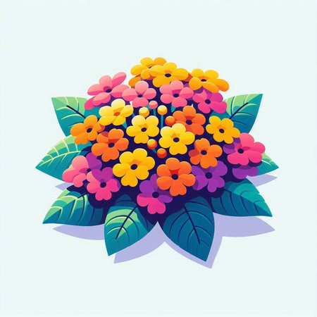Illustration of a bouquet of flowers on a blue background.のイラスト素材