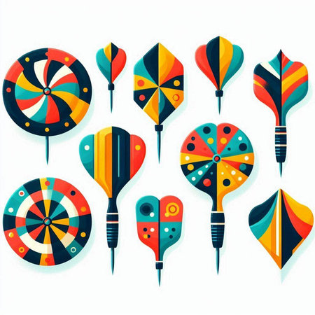 Set of colorful darts. Vector illustration isolated on a white background.のイラスト素材