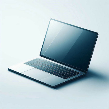 Laptop on a white background. 3d rendering. Computer digital drawing.のイラスト素材