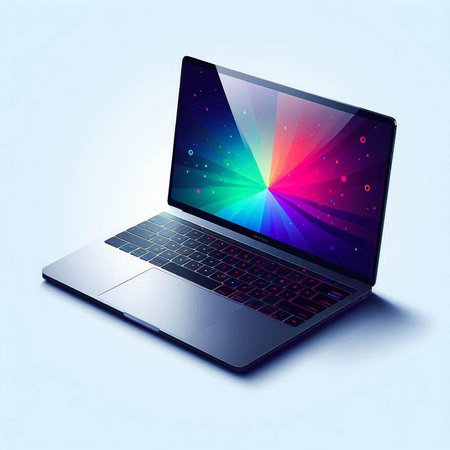 Laptop with colorful abstract background. Vector illustration. Eps 10.のイラスト素材
