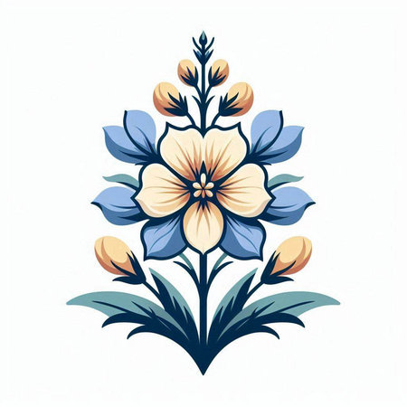 Vintage floral design element. Hand drawn vector illustration in retro style.のイラスト素材