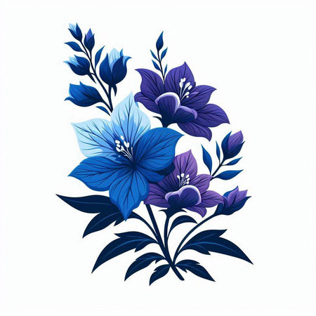 Blue flowers on a white background. Vector illustration for your design.のイラスト素材
