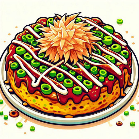 Illustration of a cake on a plate with a flower on topのイラスト素材