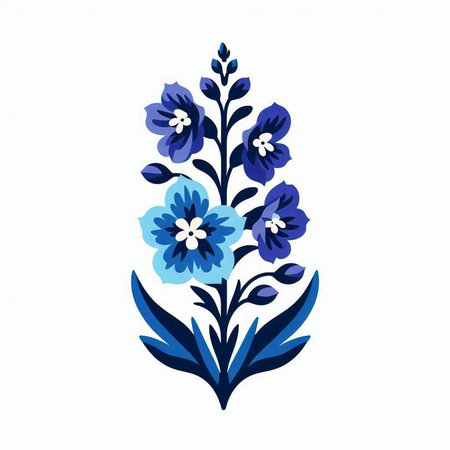 Blue flowers embroidery isolated on white background. Vector illustration.のイラスト素材
