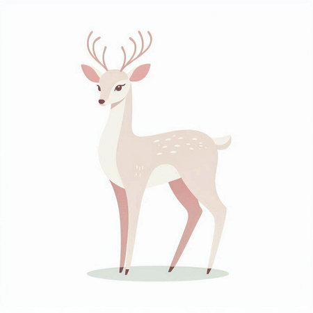 Deer isolated on white background. Vector illustration in cartoon style.のイラスト素材