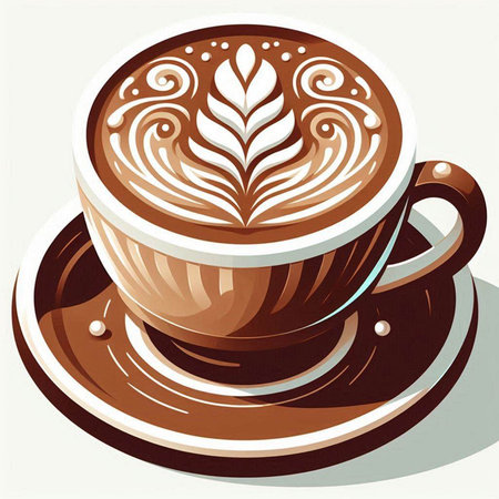 Cup of coffee with latte art design. Vector illustration.のイラスト素材
