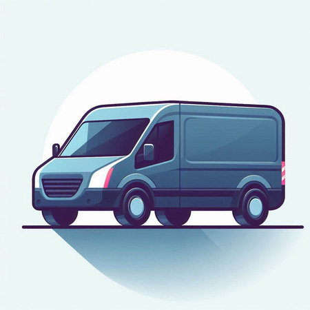 Delivery van in flat style. Vector illustration for your graphic design.のイラスト素材