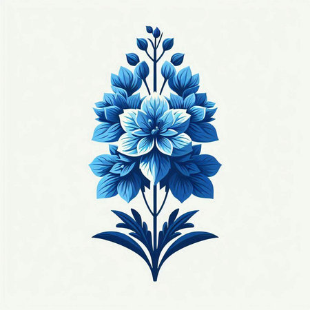 Blue floral ornament in retro style. Element for design. Vector illustration.のイラスト素材