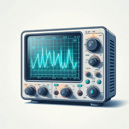 3d rendering of an electrocardiogram on a vintage radioのイラスト素材