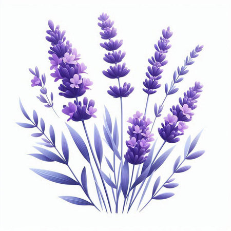 Lavender flowers vector illustration. Hand drawn lavender flowers.のイラスト素材