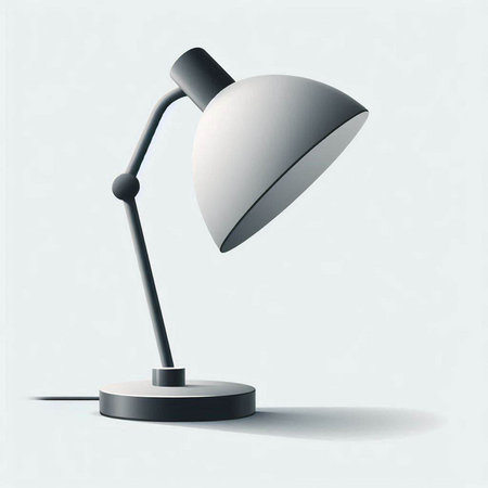 Illustration of a desk lamp with shadow on a white background.のイラスト素材