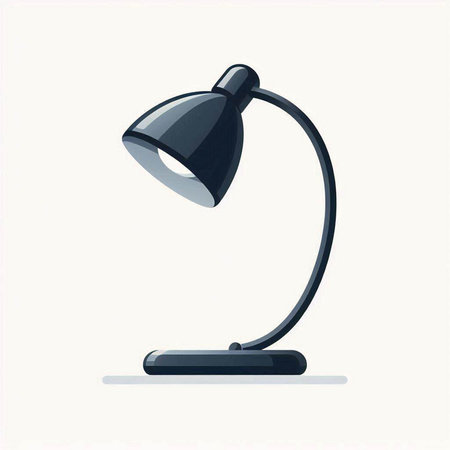 Illustration of a black desk lamp isolated on a white background.のイラスト素材