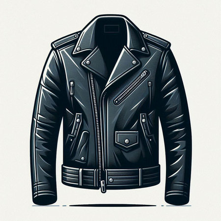 Black leather jacket on a white background, vector illustration, eps 10のイラスト素材