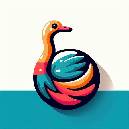 Illustration of a swan swimming in the sea. Vector illustrationのイラスト素材