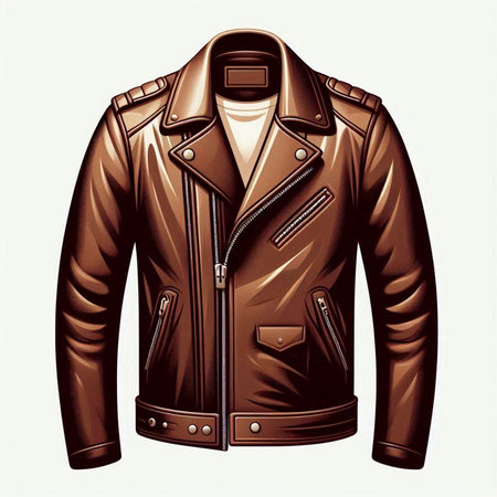 Vintage leather jacket isolated on a white background. Vector illustration.のイラスト素材
