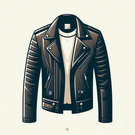 Vintage leather jacket isolated on a white background, vector illustration.のイラスト素材