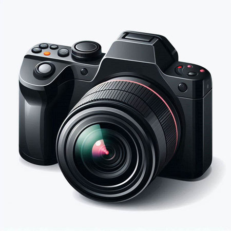 Digital SLR camera isolated on a white background. Vector illustration.のイラスト素材