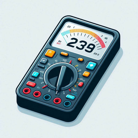 Digital multimeter isolated on white background. 3d render illustration.のイラスト素材