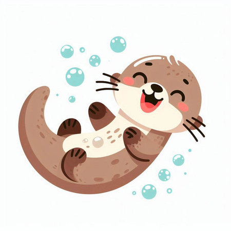 Cute little otter. Vector illustration on a white background.のイラスト素材