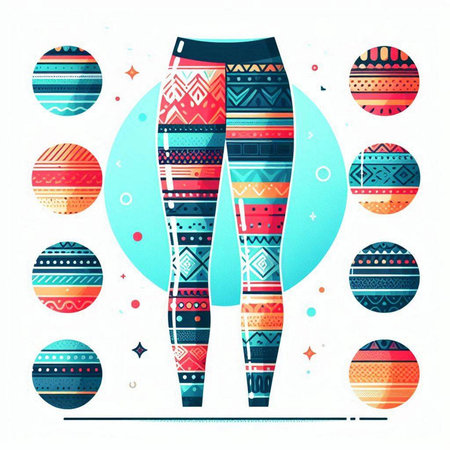 Colorful leggings for women with geometric pattern. Vector illustration.のイラスト素材