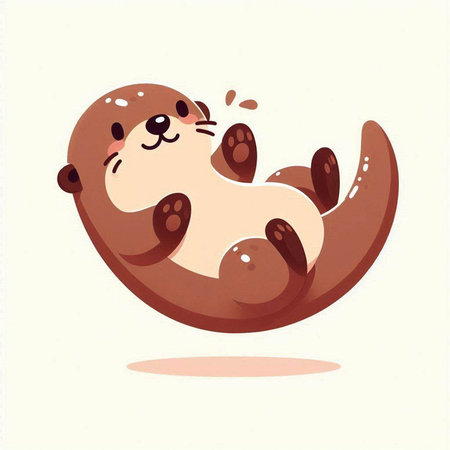 Cute little baby otter on white background. Vector illustration.のイラスト素材