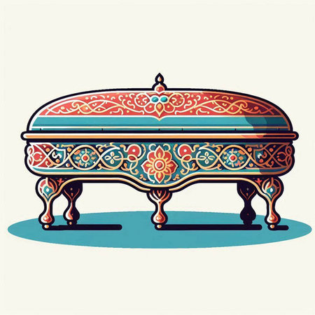 Casket with floral ornament. Hand drawn vector illustration in vintage style.のイラスト素材