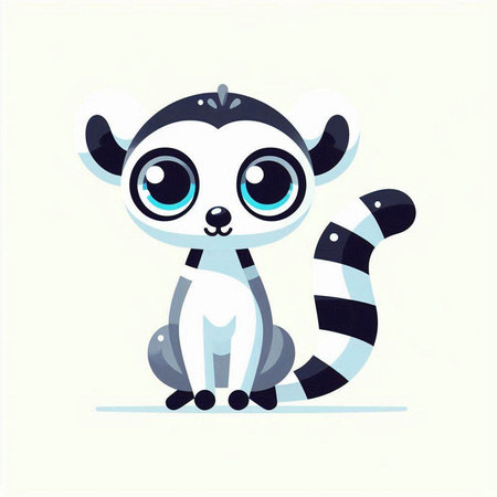 Cute cartoon lemur. Vector illustration of a little funny animal.のイラスト素材