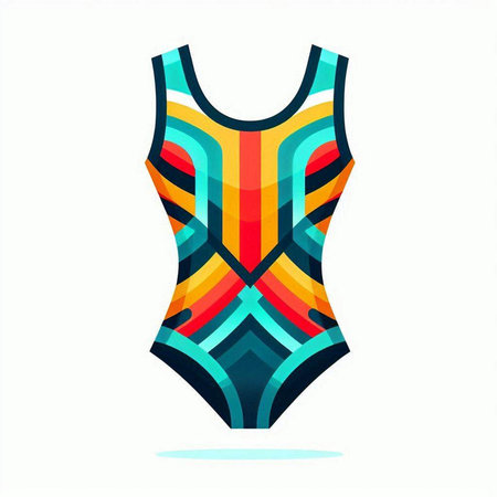 Swimsuit with colorful stripes. Swimwear design element. Vector illustration.のイラスト素材