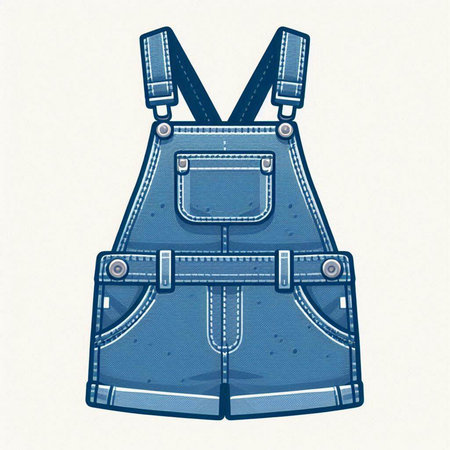 Denim overalls with pockets. Vector illustration of jeans overallsのイラスト素材