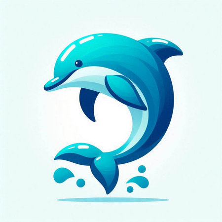 Dolphin icon. Vector illustration of a dolphin jumping out of water.のイラスト素材