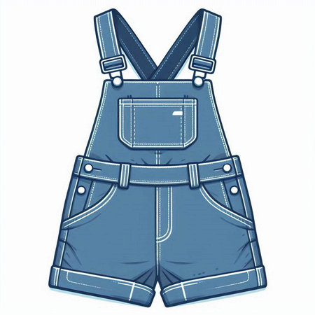 Jeans overalls isolated on a white background. Vector illustration.のイラスト素材