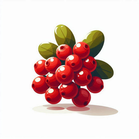 Illustration of cranberries on a white background, vector illustration.のイラスト素材