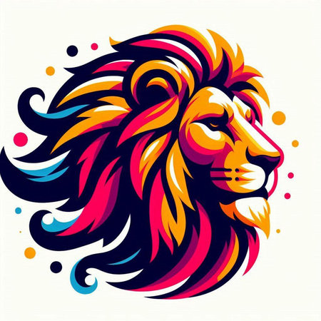 Lion head with colorful background. Vector illustration for your design.のイラスト素材